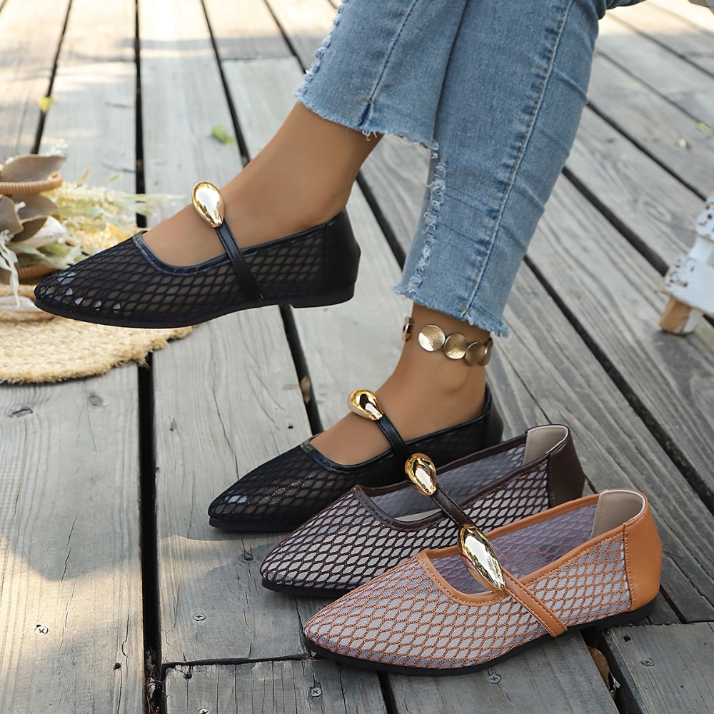 Mesh Strap Metal - Sepatu Wanita Model Mary Jane Berbahan