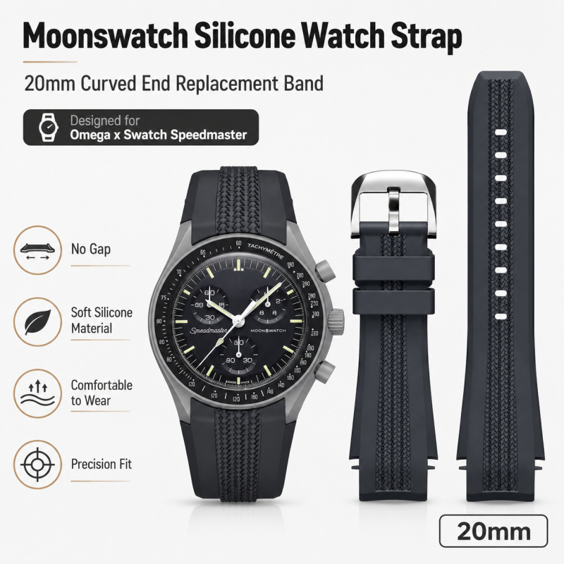 Omega Watch Speedmaster - Tali Jam Tangan Silikon Ujung Melengkung