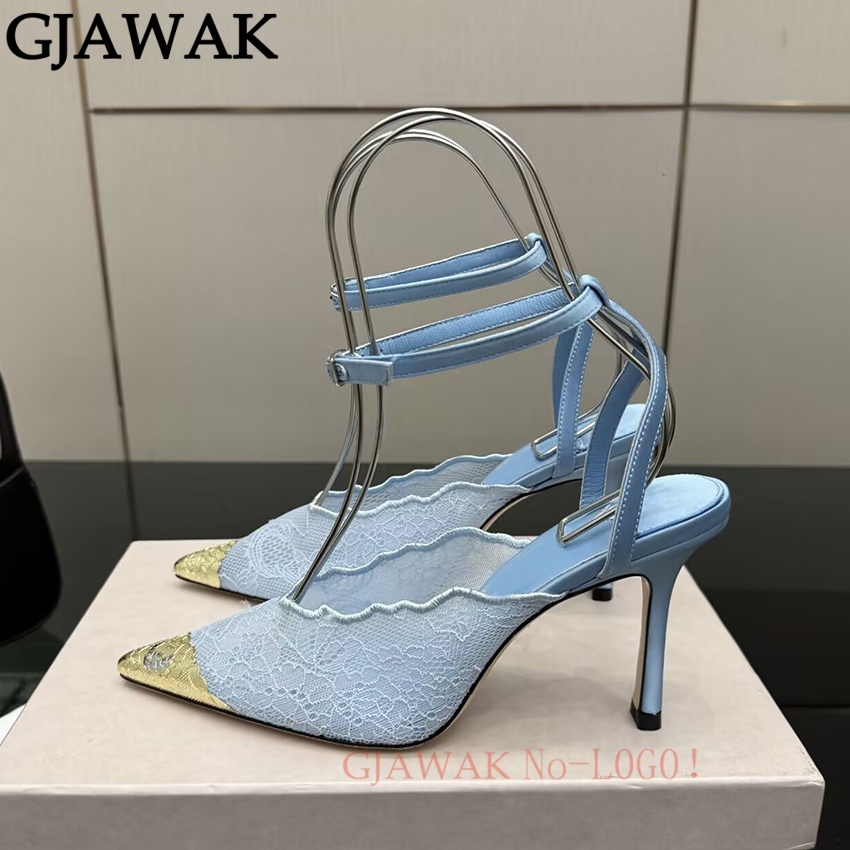 Mesh Strap Metal - Sepatu Hak Tinggi Tipis Wanita Sepatu