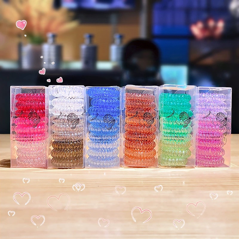 9 Pcs/Box Ikat Rambut Elastis  - Silicone Band Women ulasan dan harga